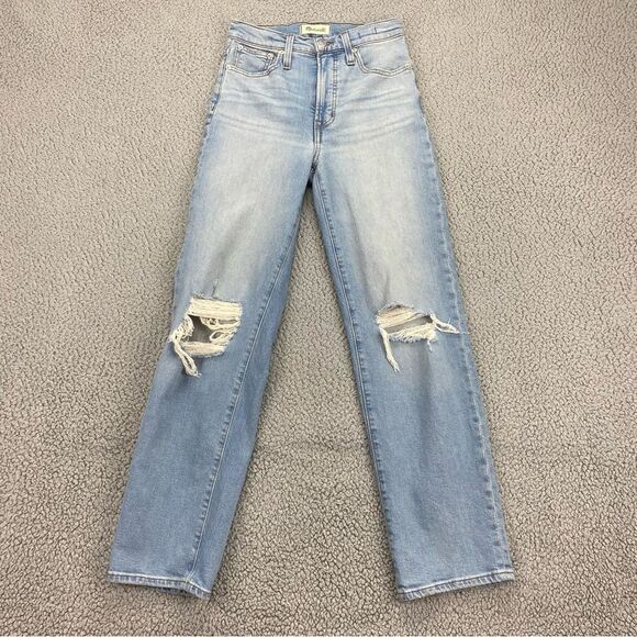 Madewell Denim - Madewell Perfect Vintage Straight Jean Danby Wash: Knee-Rip Edition  | Size:  24